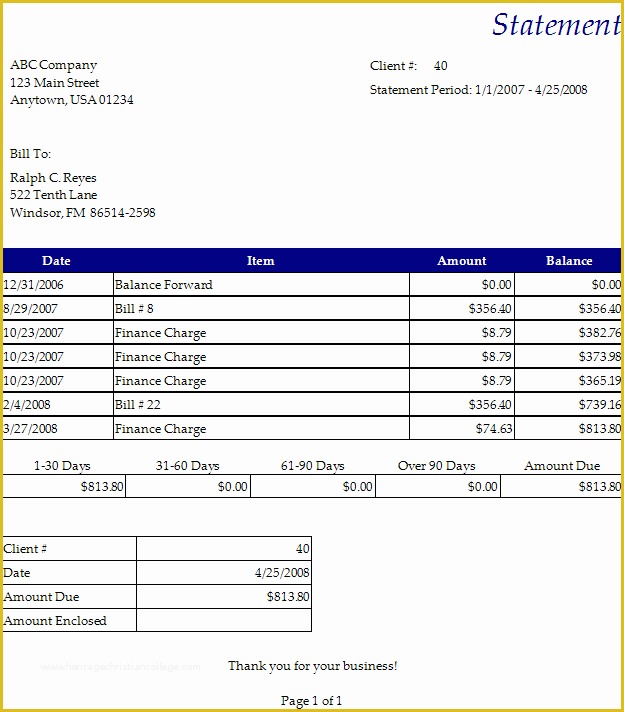 Free Printable Billing Statement Template Of Invoice Statement