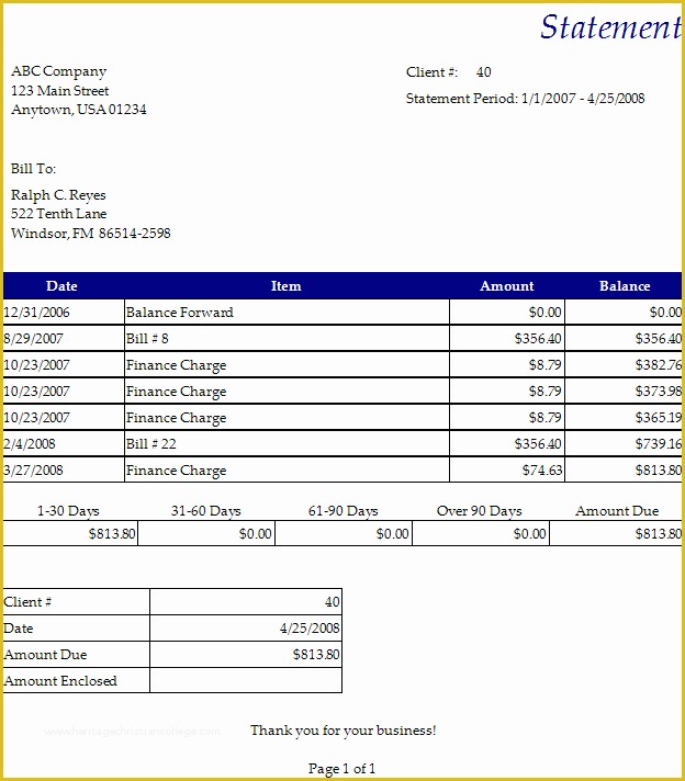 Free Printable Billing Statement Template Of Invoice Statement