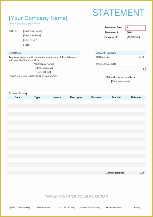 Free Printable Billing Statement Template Of Invoice Statement Template