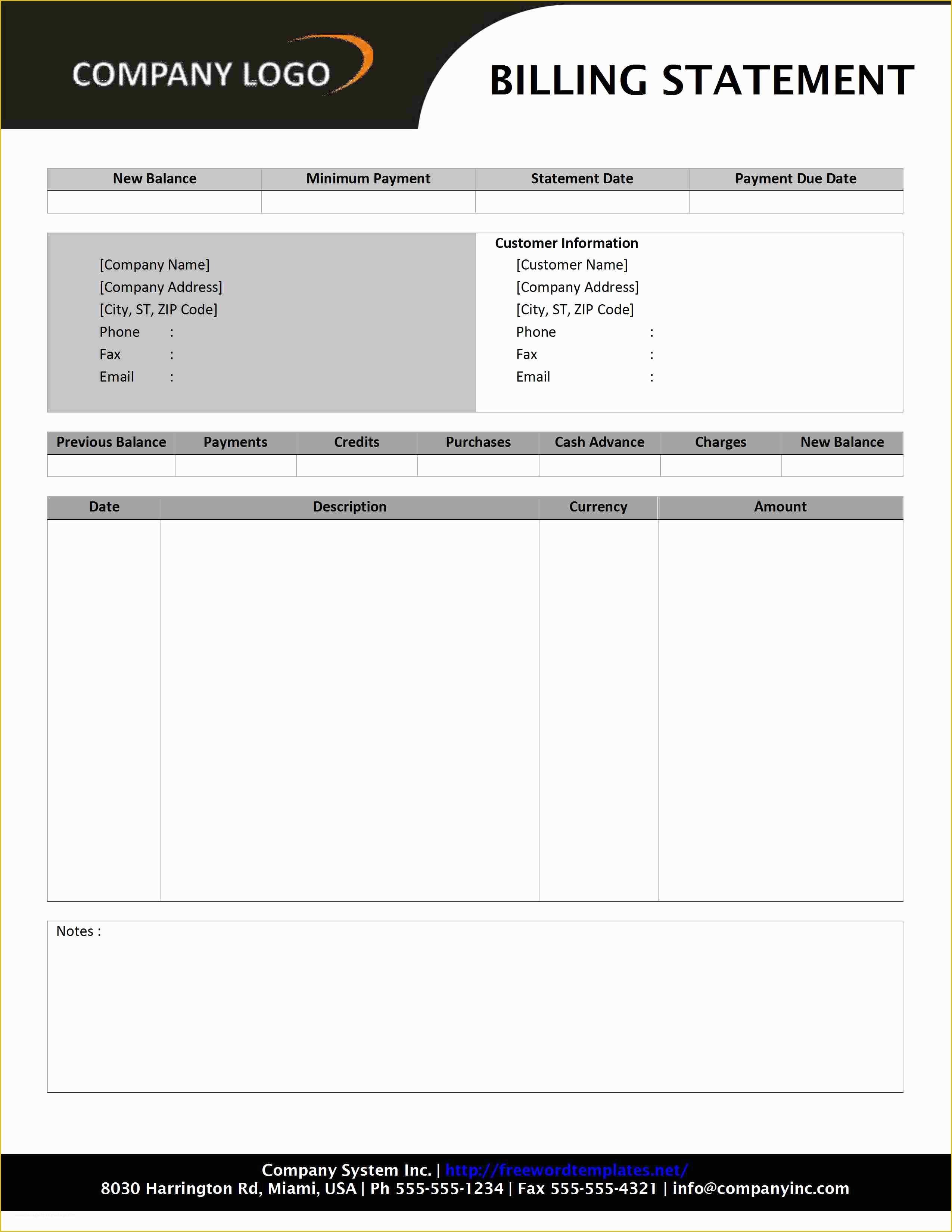 Billing Statement Template Download