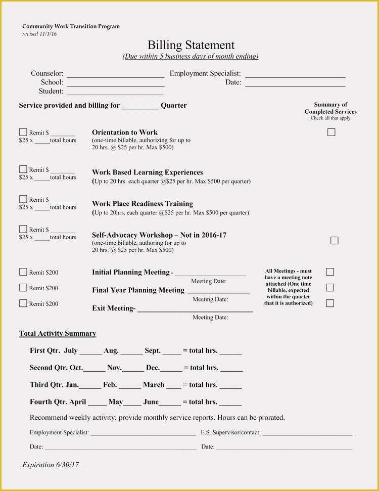Free Printable Billing Statement Template Of Sample Billing Statement Templates Excel & Word