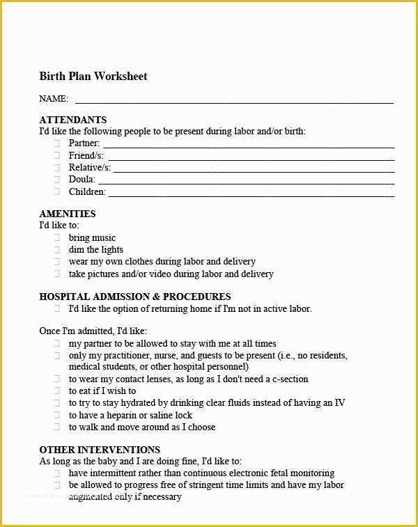 Free Printable Birth Plan Template Of 22 Sample Birth Plan Templates – Pdf Word Apple Pages