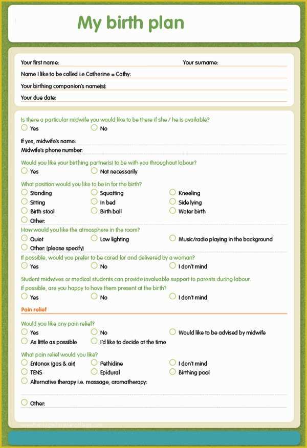 Free Printable Birth Plan Template Of 22 Sample Birth Plan Templates – Pdf Word Apple Pages