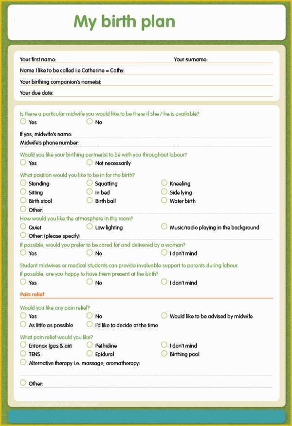 Free Printable Birth Plan Template Of 22 Sample Birth Plan Templates – Pdf Word Apple Pages