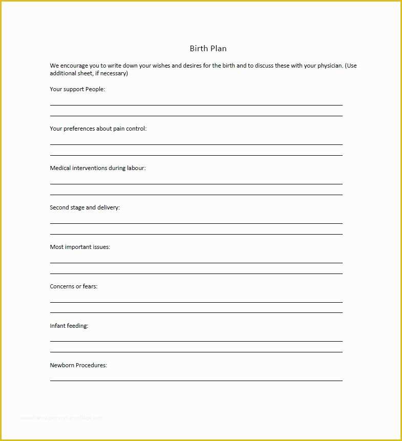 Free Printable Birth Plan Template Of 47 Printable Birth Plan Templates [birth Plan Checklist