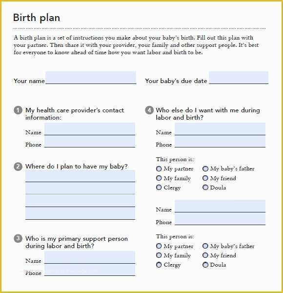 Free Printable Birth Plan Template Of 9 Birth Plan Templates – Free Samples Examples &amp; format