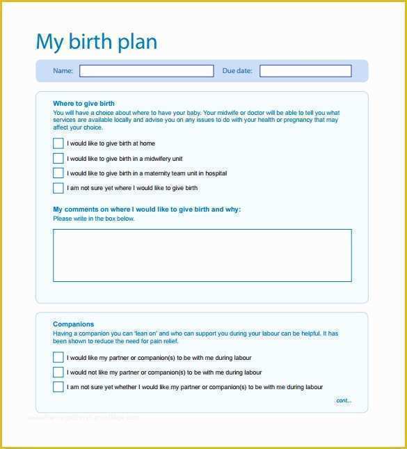 Free Printable Birth Plan Template Of Birth Plan Template 20 Download Free Documents In Pdf Word