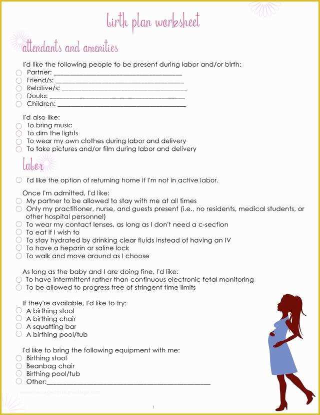 Free Printable Birth Plan Template Of Birth Plan Worksheet Page 1 Free Printable Coloring Pages