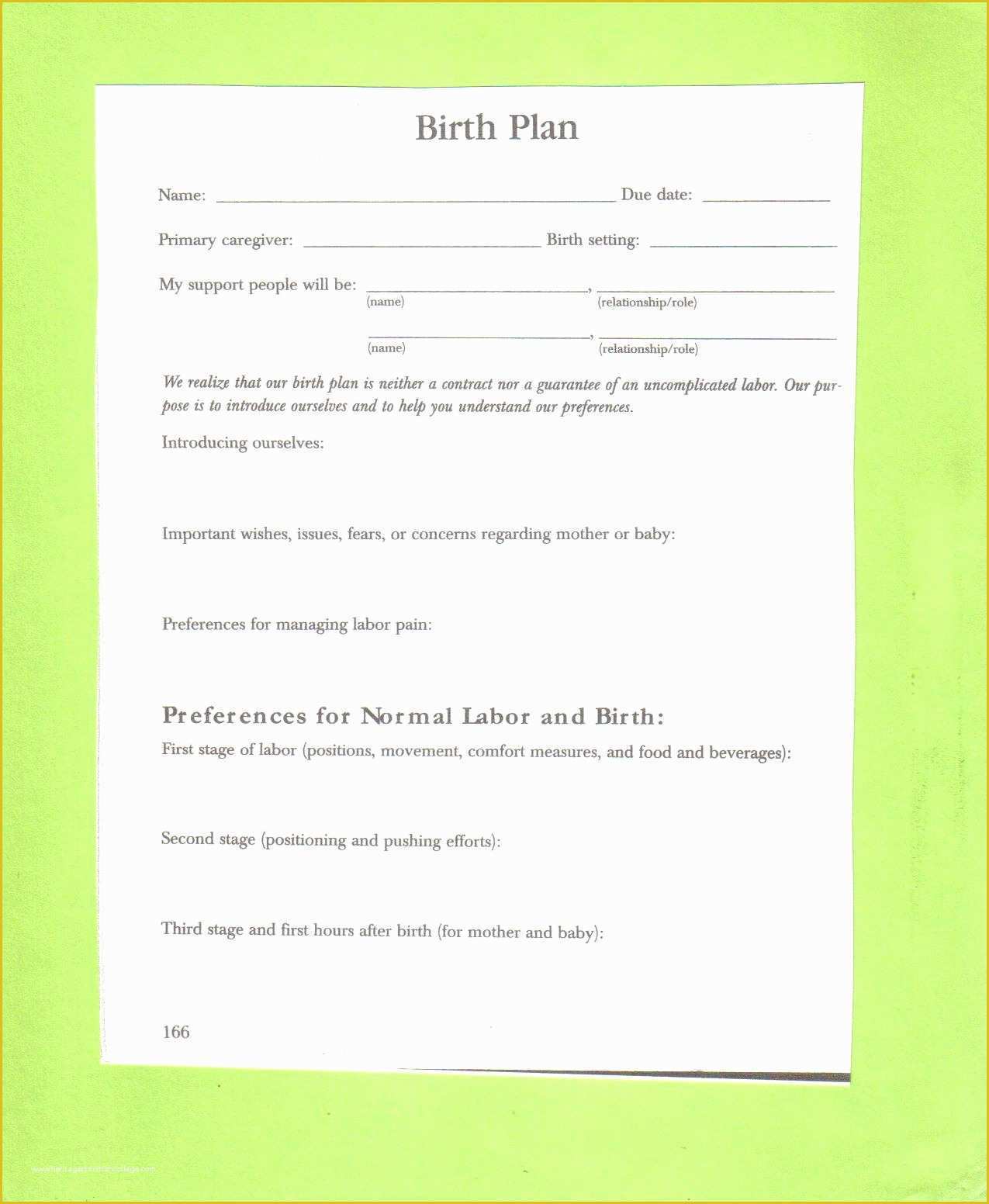 Free Printable Birth Plan Template Of Making A Birth Plan