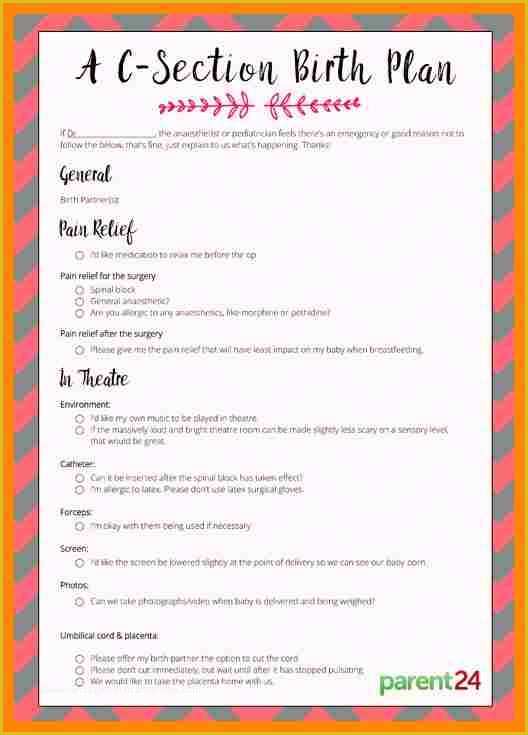 Free Printable Birth Plan Template Of Printable C Section Birth Plan Printable Pages