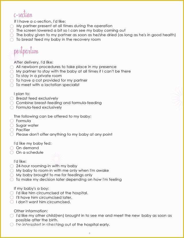 Free Printable Birth Plan Template Of Redirecting to