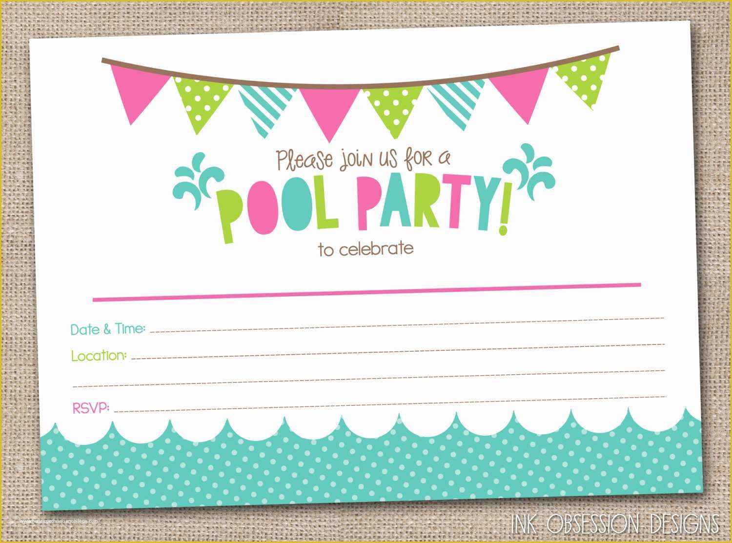 Free Printable Birthday Invitation Cards Templates Of 45 Pool Party Invitations