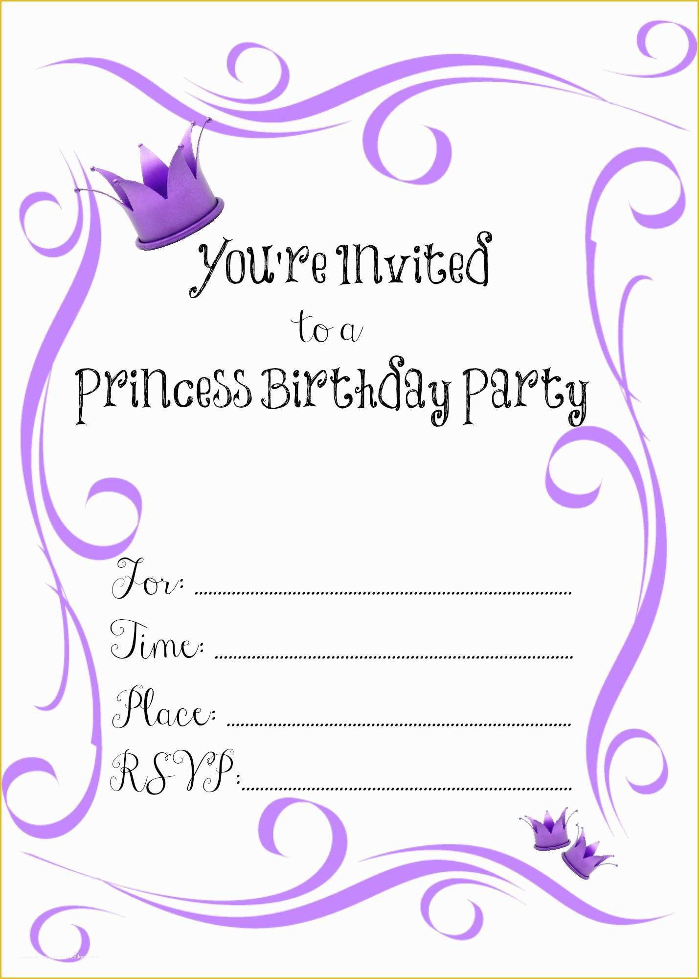Free Printable Birthday Invitation Cards Templates Of 7 Best Of Free Printable Princess Birthday