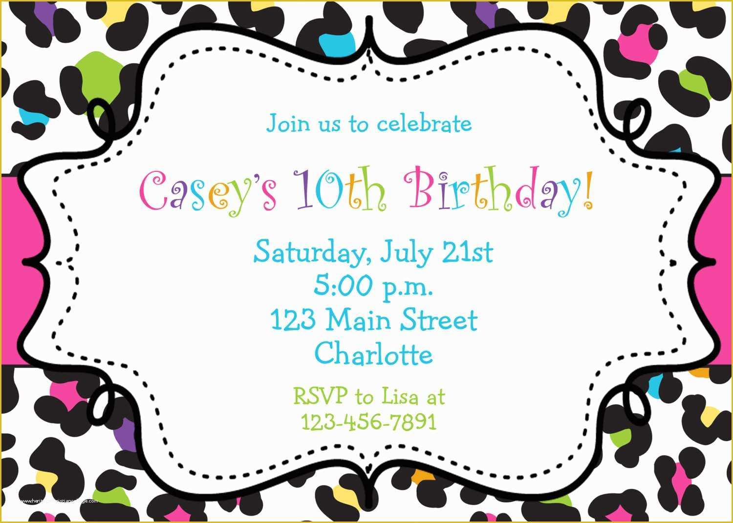 Free Printable Birthday Invitation Cards Templates Of Birthday Invitations Browsing Exclusive Animal Print themed