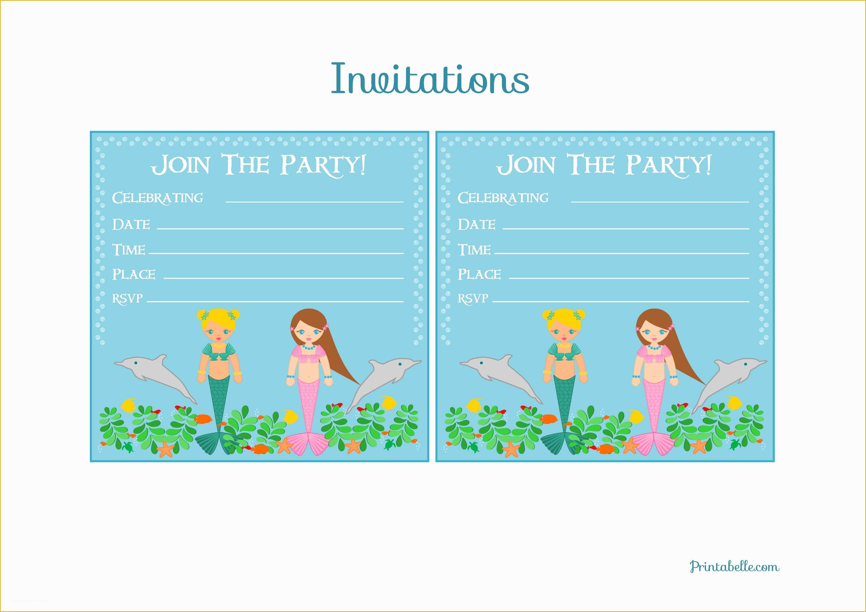 Free Printable Birthday Invitation Cards Templates Of Free Mermaid Birthday Party Printables From Printabelle