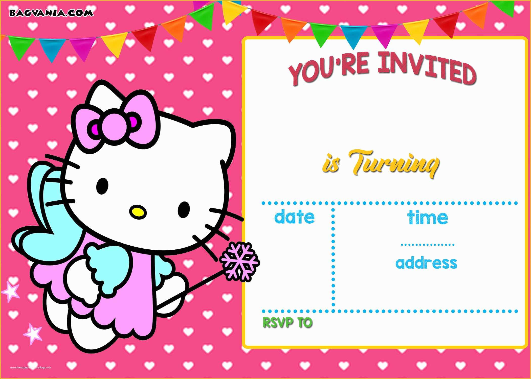 Free Printable Birthday Invitation Cards Templates Of Free Personalized Hello Kitty Birthday Invitations