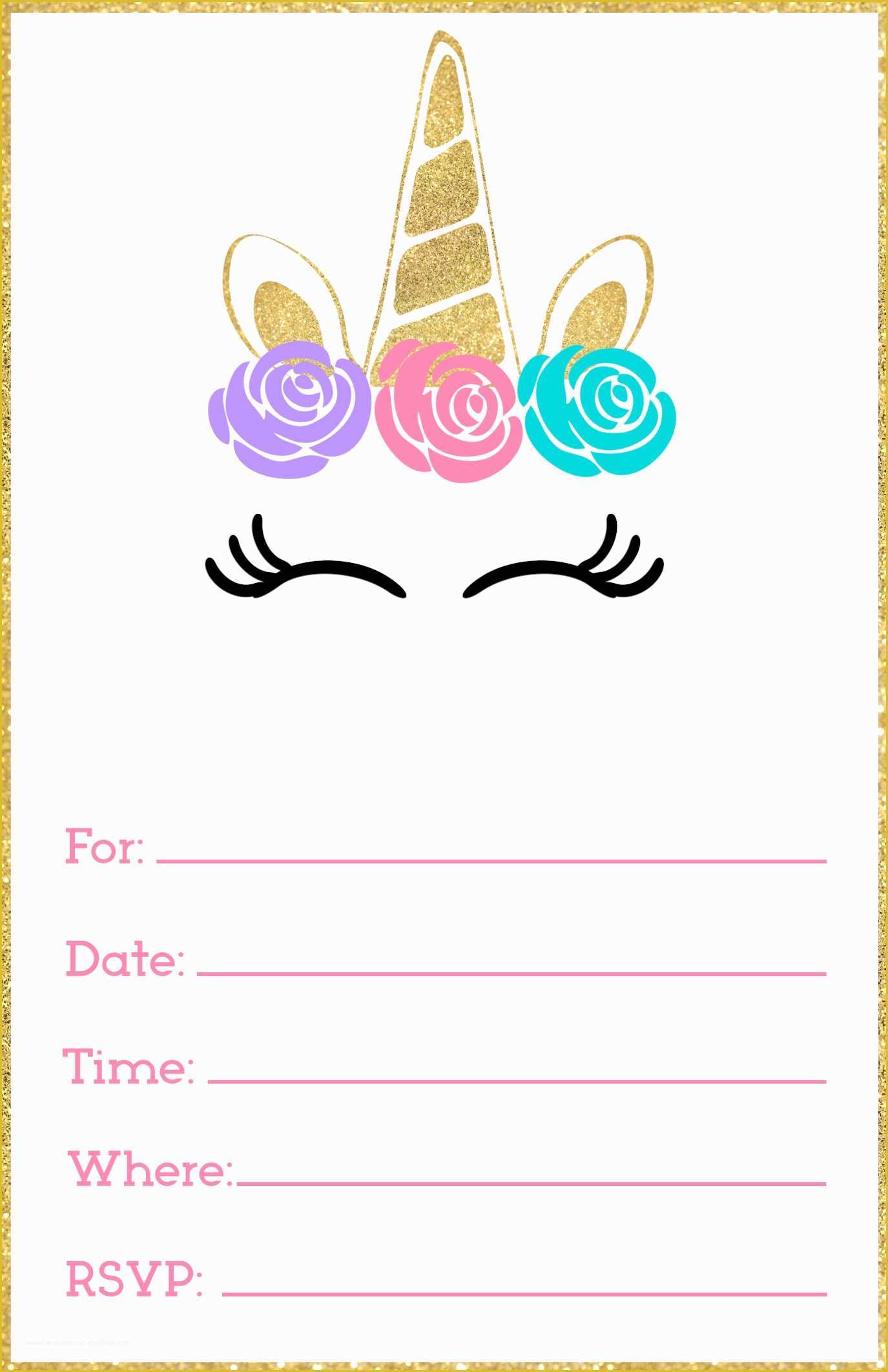 Free Printable Birthday Invitation Cards Templates Of Free Printable Unicorn Invitations Template Paper Trail