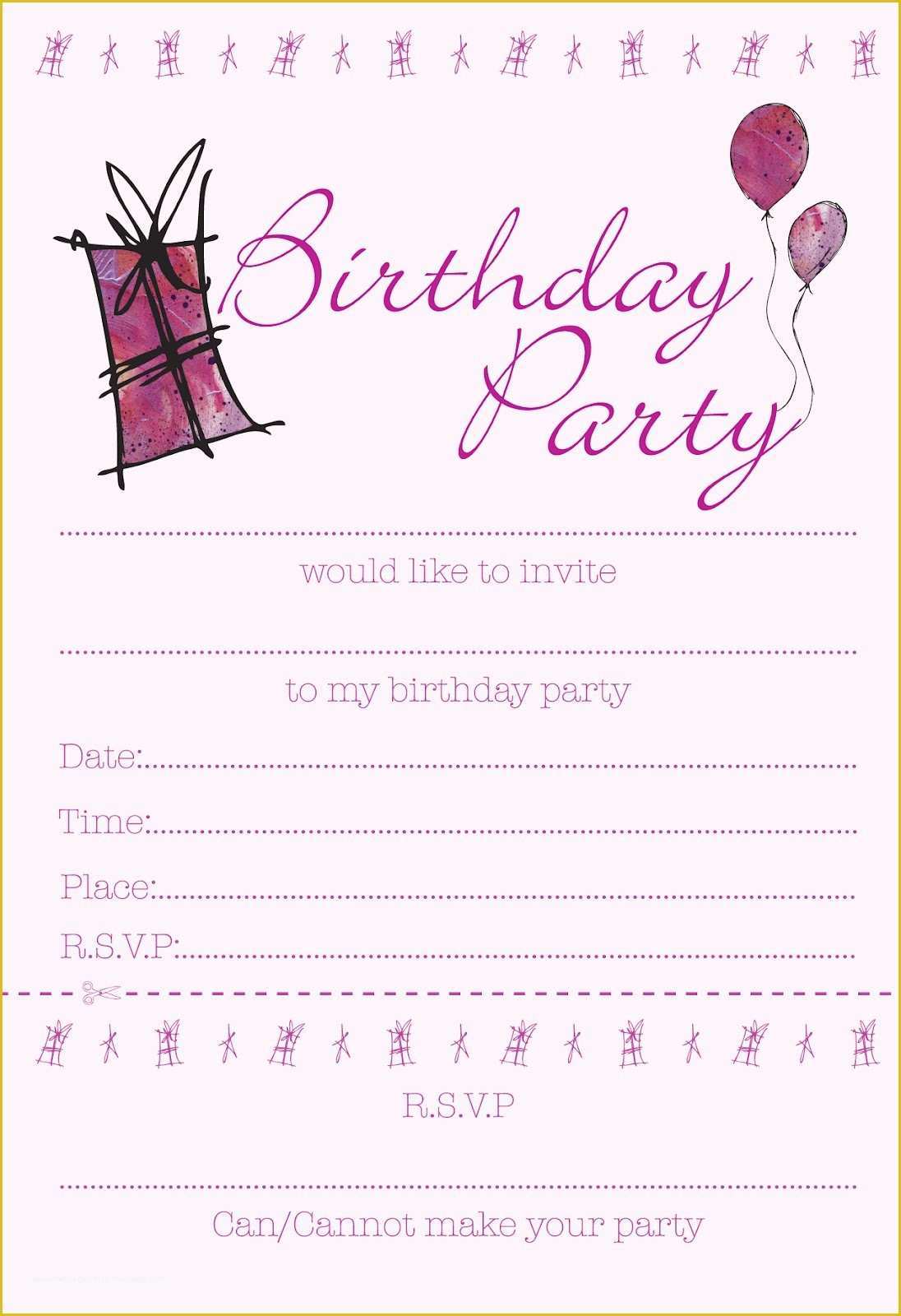 Free Printable Birthday Invitation Cards Templates Of Printable Birthday Invitations for Girls Free Template