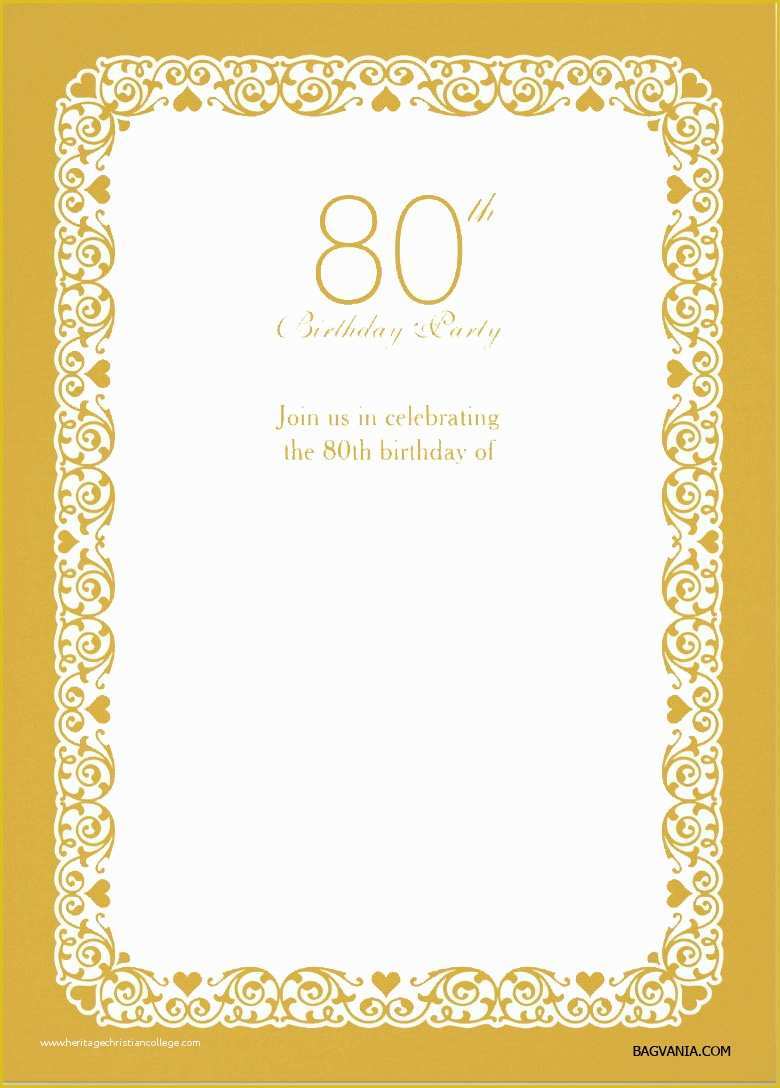 Free Printable Birthday Invitation Templates Of Free Printable 80th Birthday Invitations – Bagvania Free