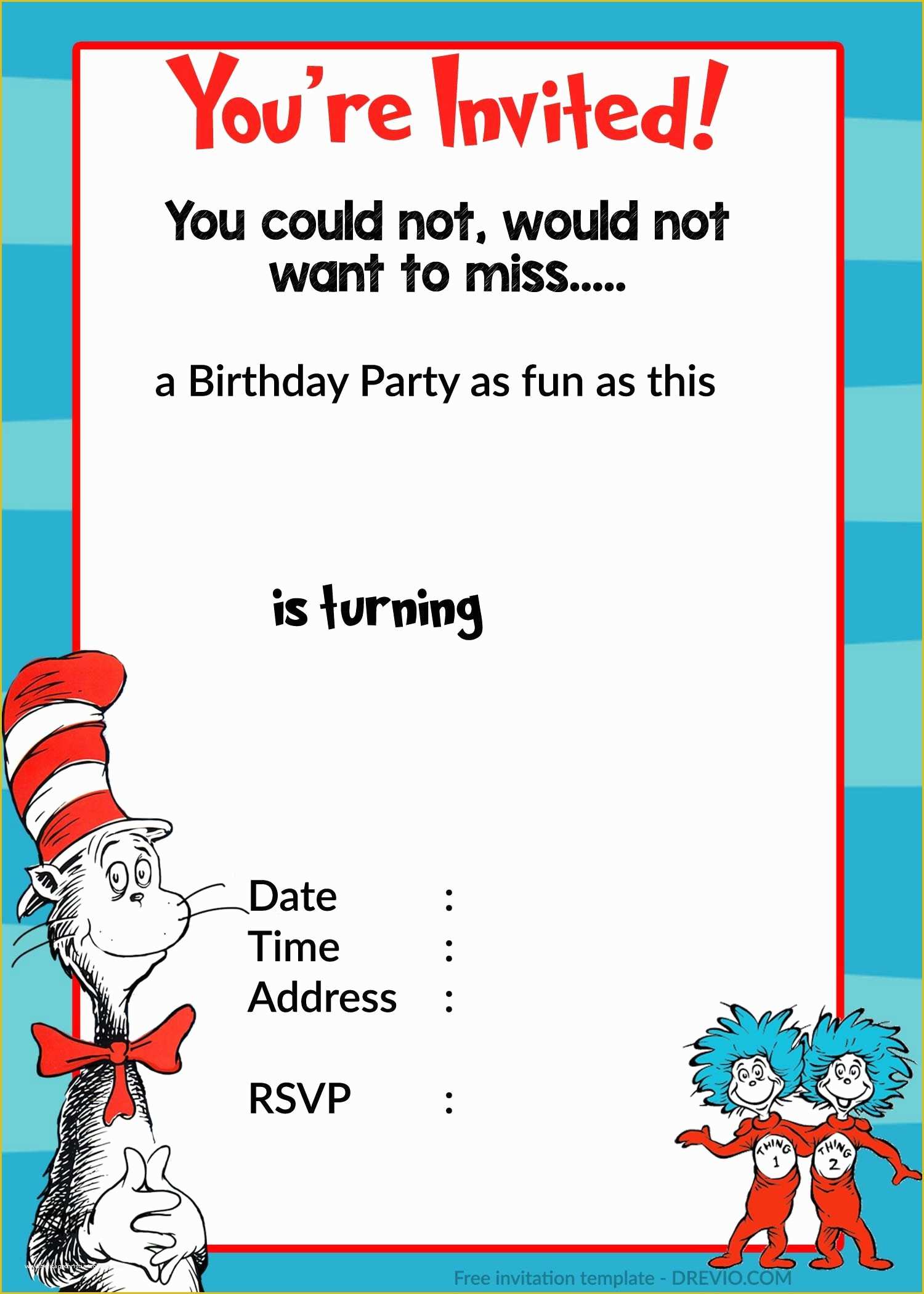 Free Printable Birthday Invitation Templates Of Printable Dr Seuss Birthday