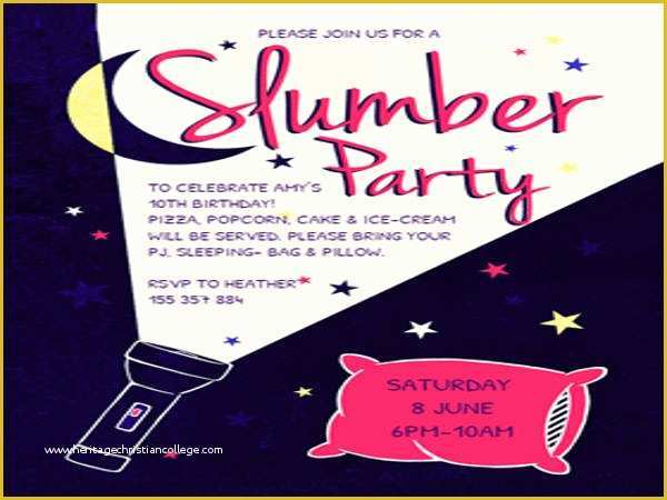 Free Printable Birthday Sleepover Invitation Templates Of 16 Slumber Party Invitation Designs & Templates Psd Ai