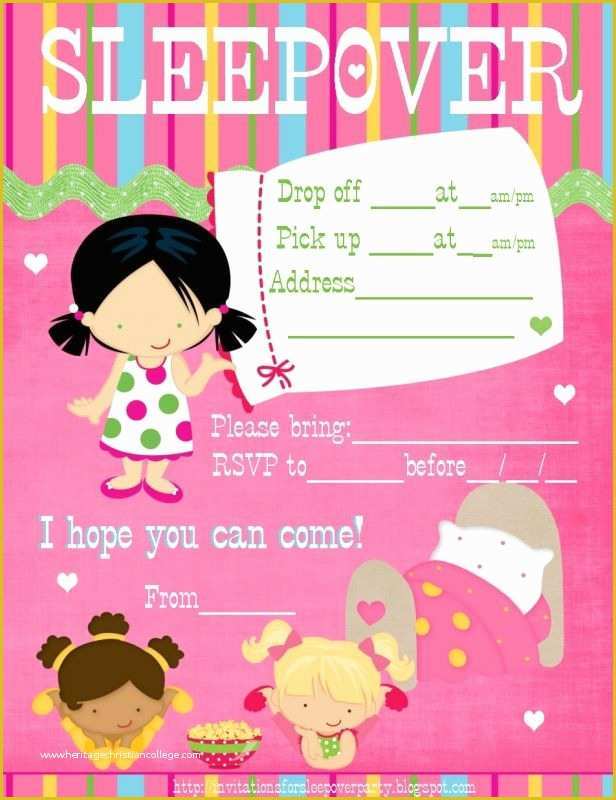 Free Printable Birthday Sleepover Invitation Templates Of 25 Best Images About Party Invitations On Pinterest