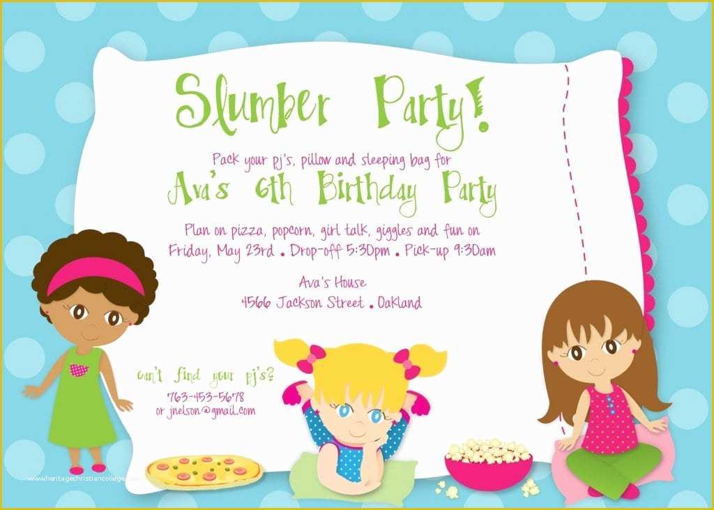 Free Printable Birthday Sleepover Invitation Templates Of Birthday Party Sleepover Invitations