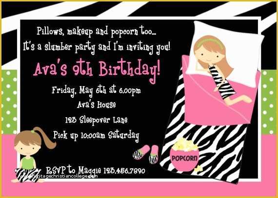 Free Printable Birthday Sleepover Invitation Templates Of Free Printable Slumber Party Birthday Invitations