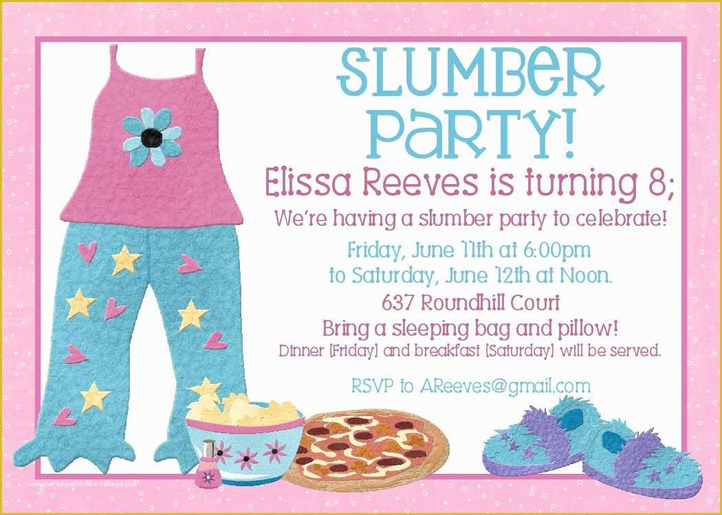 Free Printable Birthday Sleepover Invitation Templates Of Free Printable Slumber Party Birthday Invitations