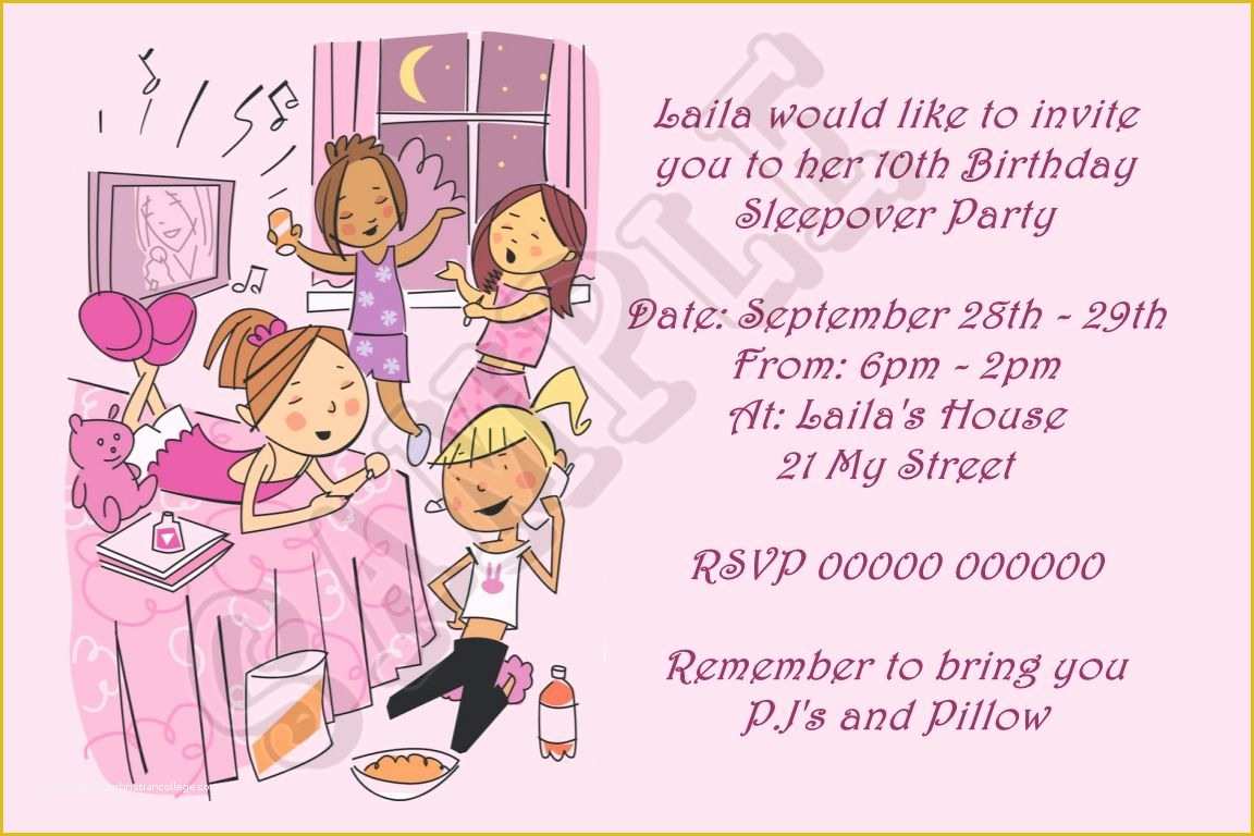 Free Printable Birthday Sleepover Invitation Templates Of Free Printable Slumber Party Birthday Invitations