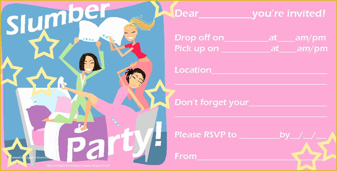 Free Printable Birthday Sleepover Invitation Templates Of Invitations for Sleepover Party