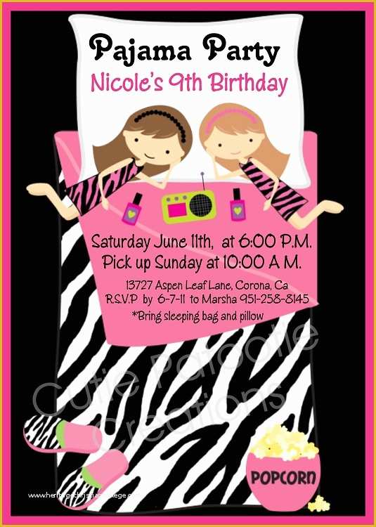 Free Printable Birthday Sleepover Invitation Templates Of Pajama Party Birthday Invitations