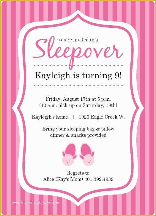 Free Printable Birthday Sleepover Invitation Templates Of Sleepover Birthday Invitations Template