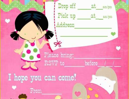 Free Printable Birthday Sleepover Invitation Templates Of Sleepover Party Invitation Templates