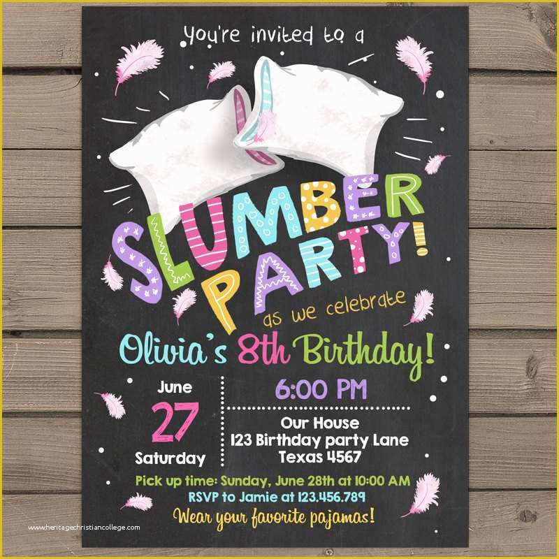 Free Printable Birthday Sleepover Invitation Templates Of Sleepover Party Invitations Party Xyz