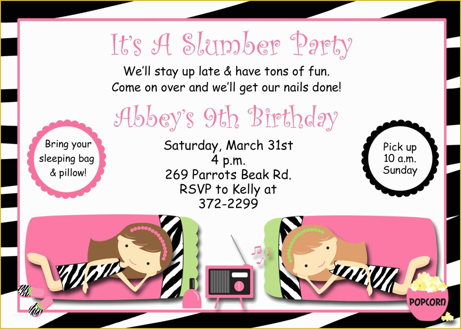 Free Printable Birthday Sleepover Invitation Templates Of Slumber Party Birthday Invitation Pajama Party Sleepover