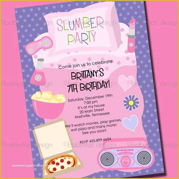 Free Printable Birthday Sleepover Invitation Templates Of Template Sleepover Party Invitation