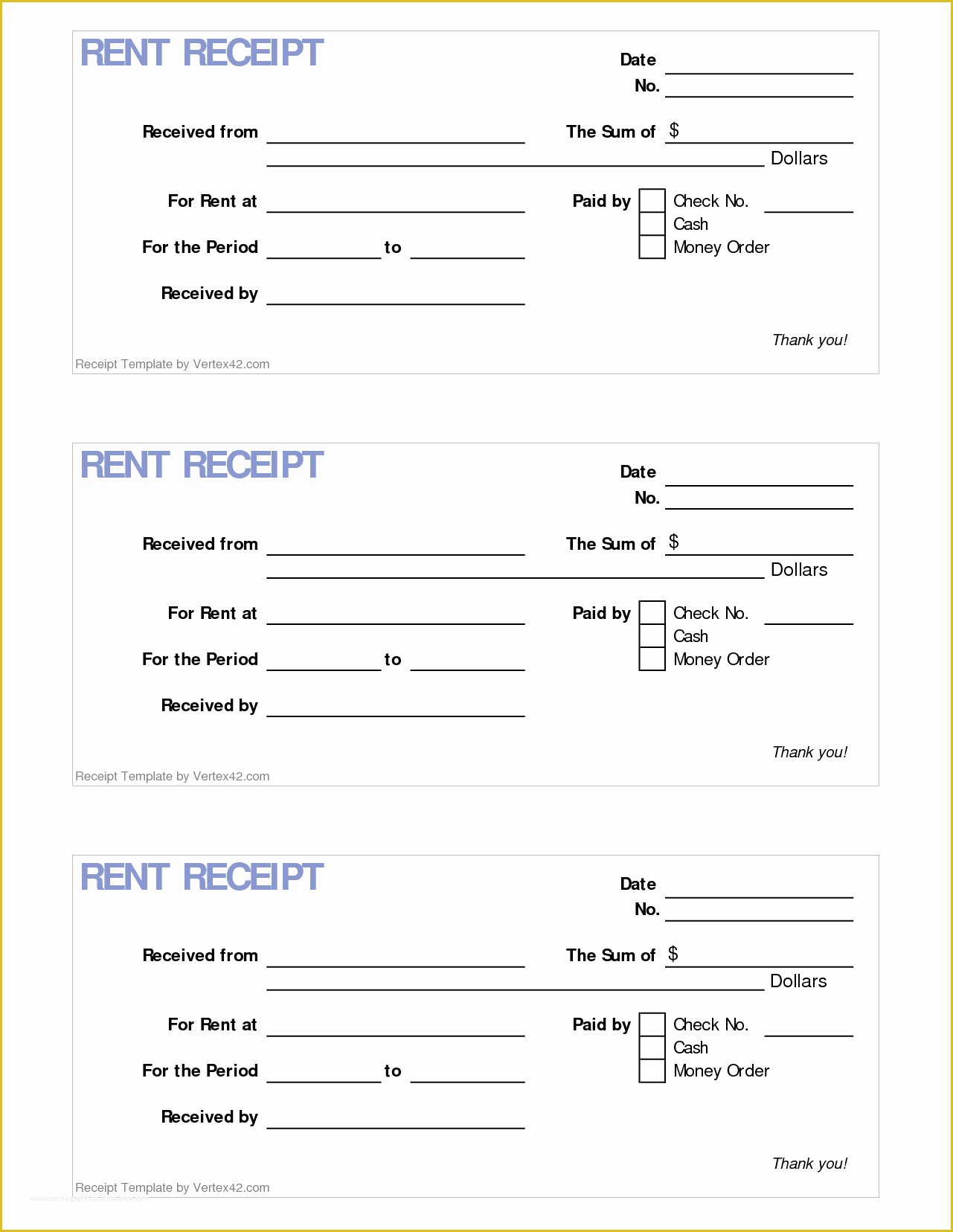 Free Printable Blank Receipt Template Of 4 Printable Rent Receipt