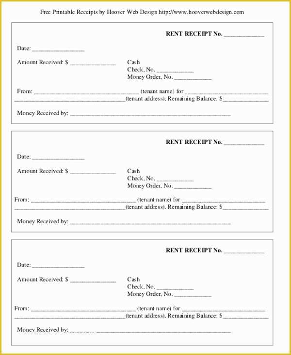 Free Printable Blank Receipt Template Of 6 Printable Rent Receipt Samples