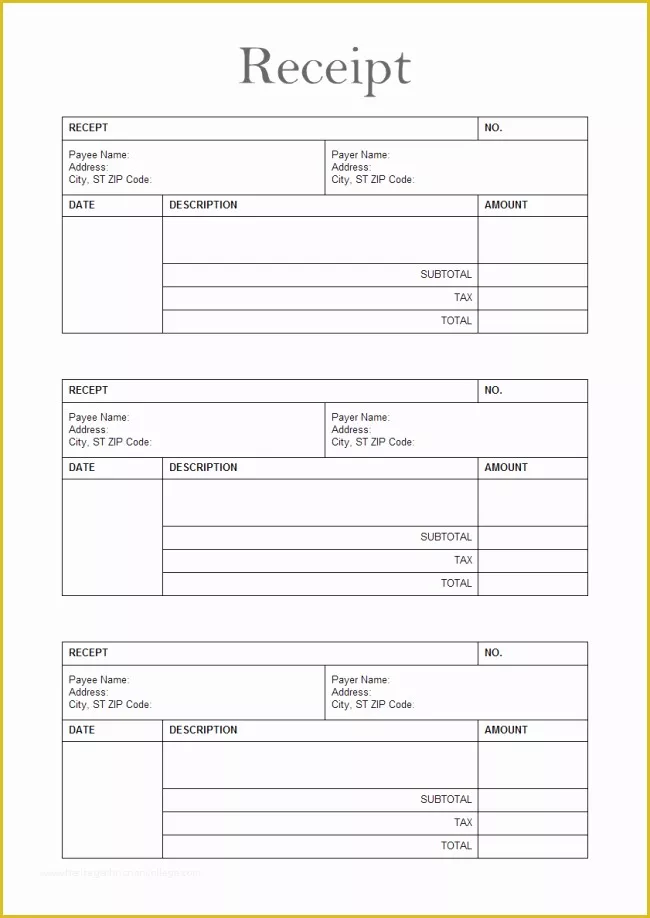 Free Printable Blank Receipt Template Of Calendar Printable