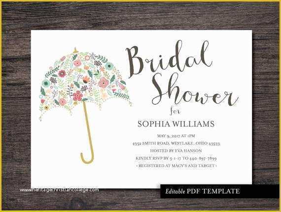 Free Printable Bridal Shower Invitations Templates Of Umbrella Bridal Shower Invitation Template Bridal by
