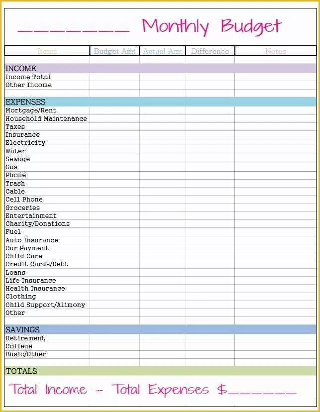 50 Free Printable Budget Template Monthly