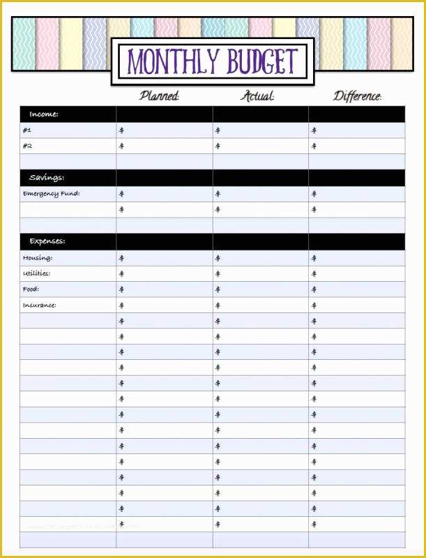 Free Printable Budget Template Monthly Of Free Printable Monthly Bud Worksheets
