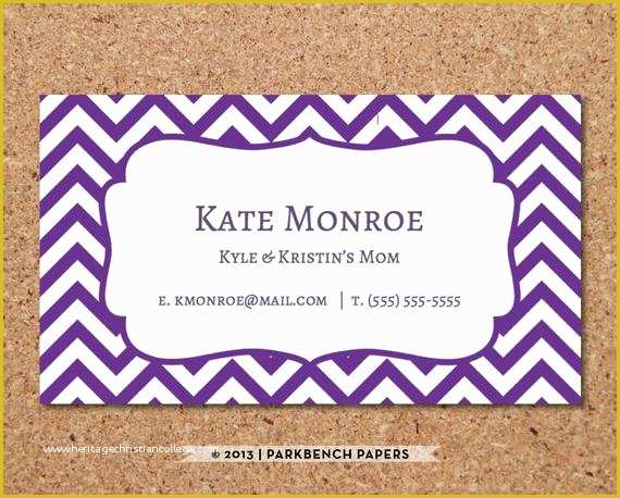 Free Printable Business Card Templates for Word Of Business Card Template Purple Chevron Diy Editable Word