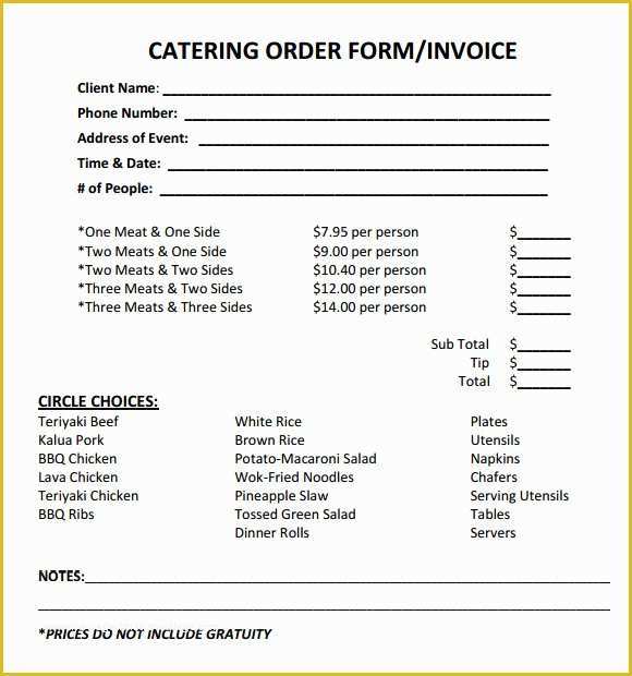 Free Printable Catering Invoice Template Of 6 Catering Receipt