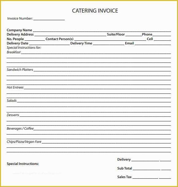 Free Printable Catering Invoice Template Of 11 Catering Invoice Templates – Free Samples Examples