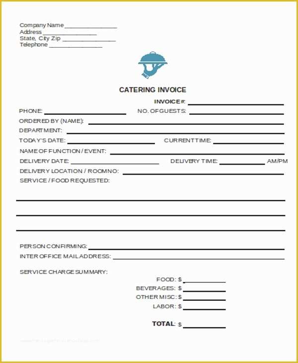 Free Printable Catering Invoice Template Of 6 Catering Receipt Templates Free Sample Example