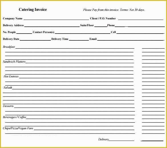 Free Printable Catering Invoice Template Of Catering Invoice Sample 17 Documents In Pdf Word