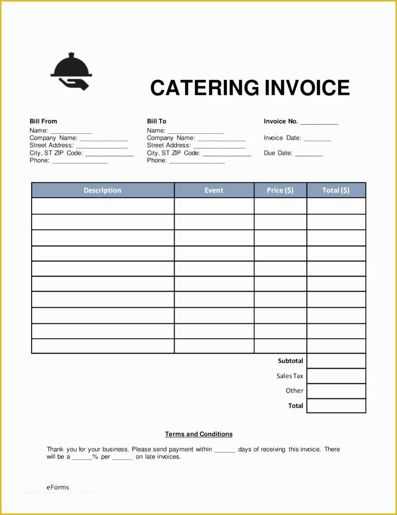 Free Printable Catering Invoice Template Of Catering Invoice Template Word Download Catering Invoice