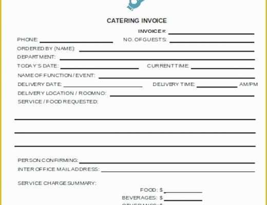 Free Printable Catering Invoice Template Of Catering Receipt Template Restaurant Catering Invoice